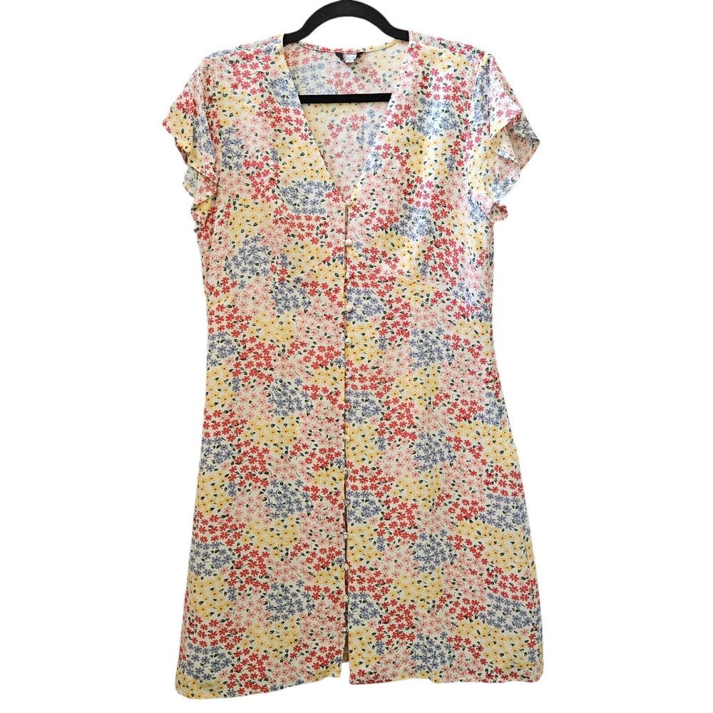 Rails Helena Flower Meadow Mini Dress Size M Floral Flutter Sleeve Button Boho